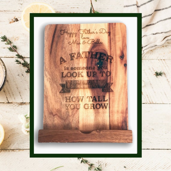 Personalised Acacia Wood Cookbook Stand Recipe Ipad Image 0