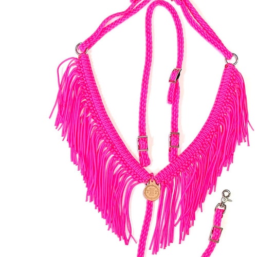 Fringe Breast Collar Headstall Horse Tack Set Horse Pink Etsy