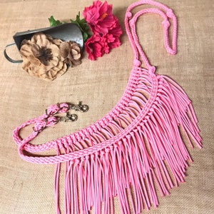 reins with fringe, Fringe reins, horse tack, barrel reins, reins, fringe barrel reins, pink reins, fringe horse tack, barrel racing image 5