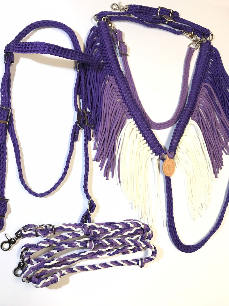 Purple Fringe Tack Set Fringe Breast Collar Paracord Horse Etsy