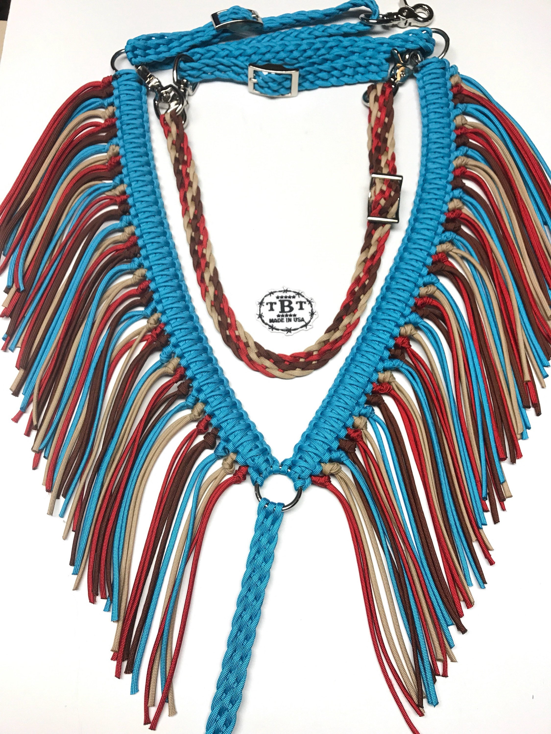 Fringe breast collar horse paracord horse tack turquoise Etsy