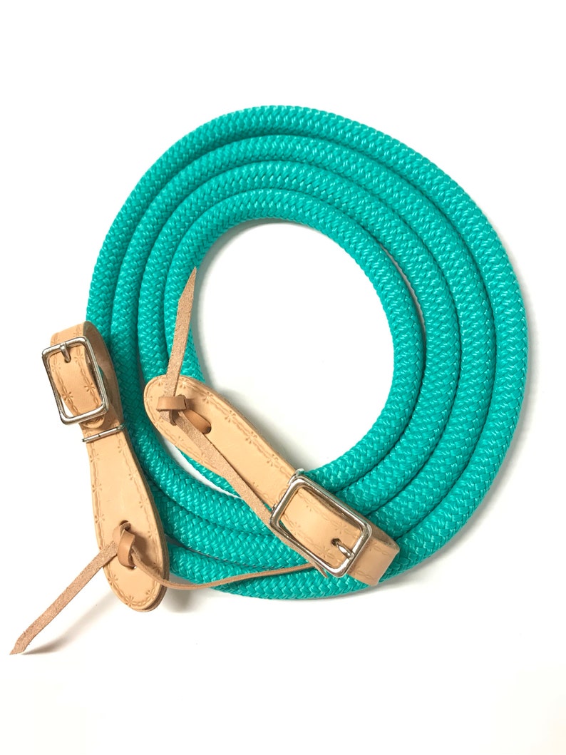 rope reins yacht rope reins turquoise rein horse tack reins Yacht rope reins yacht reins loop reins natural buckle slobber straps