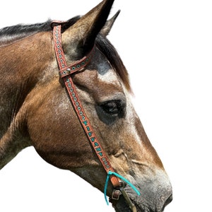 One ear or two ear personalized  leather Headstall hand tooled and painted