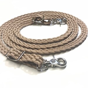 Tan rein, pony rein, draft rein, paracord reins,  flar rein, reins, horse tack, western reins, adjustable reins