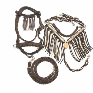 pony tack, miniature horse tack, pony, brown pony tack, pony hackamore, pony bitless bridle, boys pony tack, boys tack