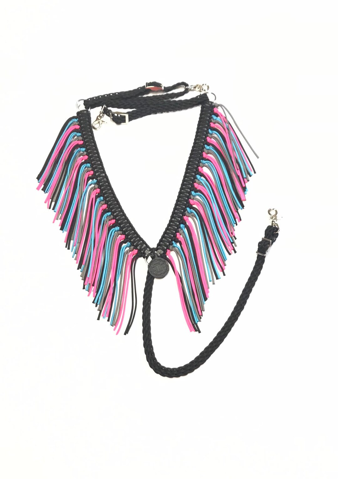 Fringe Breast Collar, Horse Tack, Teal Horse Tack, Barrel Racing, Paracord Breast Collar
