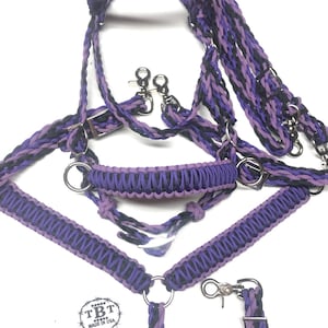 Purple pony tack set, Small pony tack,  miniature horse tack set, pony reins, pony breast collar, pony bitless bridle