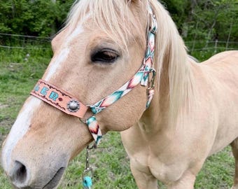 Personalized aztec  print horse halter