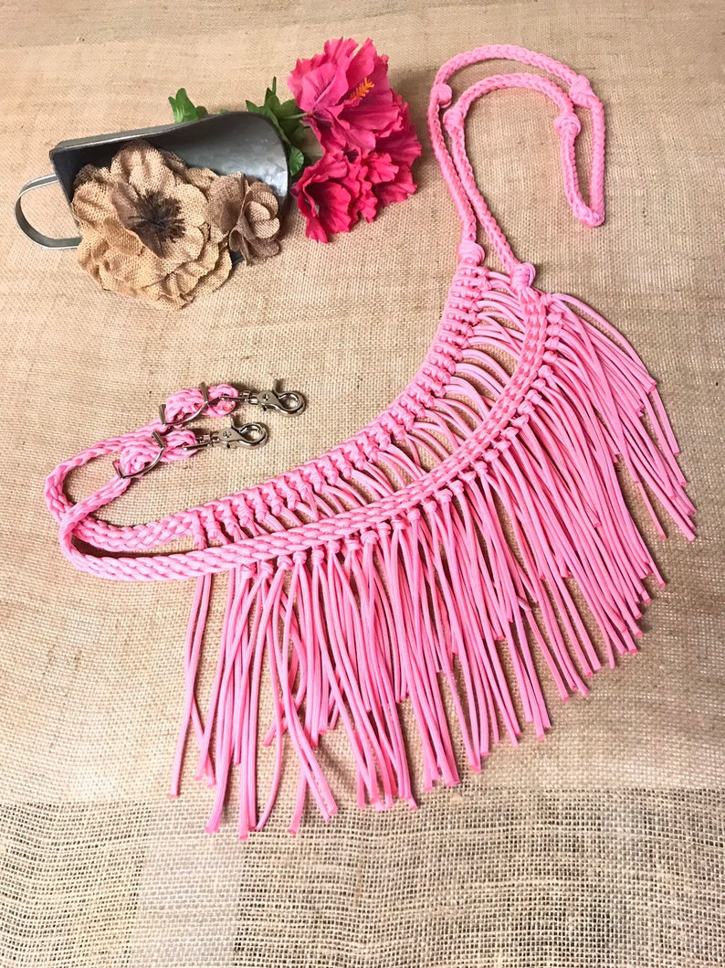 reins with fringe, Fringe reins, horse tack, barrel reins, reins, fringe barrel reins, pink reins, fringe horse tack, barrel racing image 4