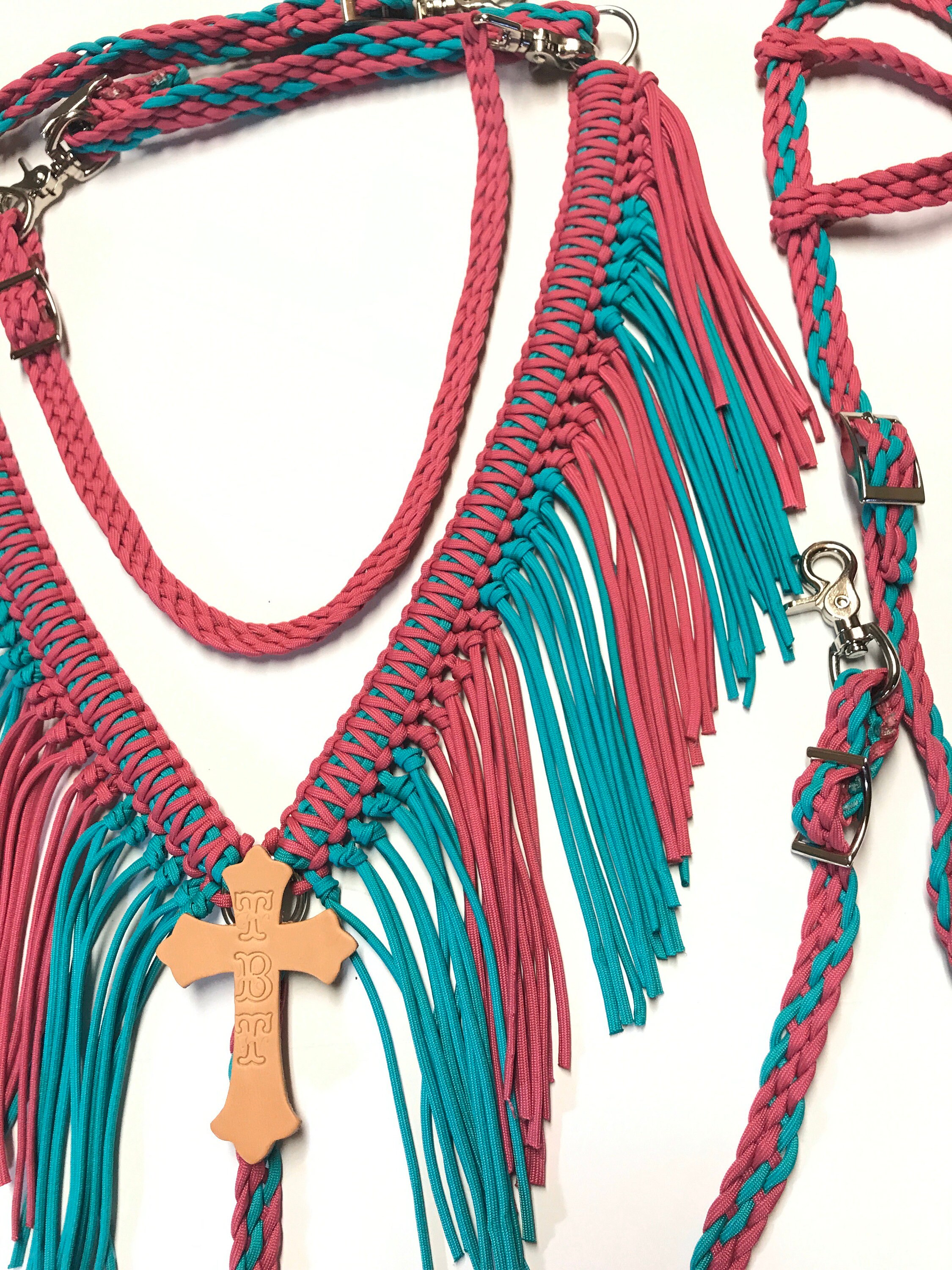 Paracord fringe tack set Fringe breast collar paracord horse Etsy