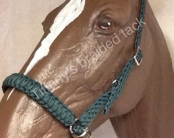 Side pull hackamore bridle  with a whoa with simple headstall,  braided bitless bridle, Paracord bitless bridle.