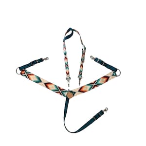 horse nylon breast collar and bridle Aztec