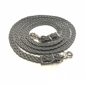 reins, flat reins, charcoal grey reins, horse tack, western reins, adjustable reins, loop reins, basic reins, grey reins