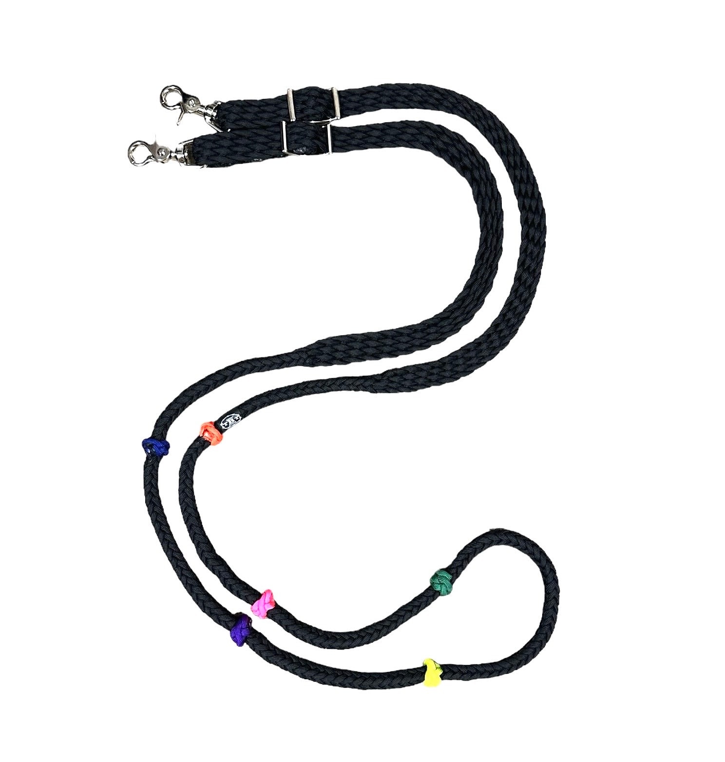 training lesson reins for ponies and horses with 6 different colored knots