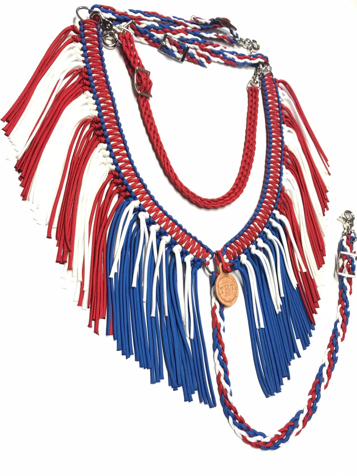 Horse Tack Patriotic Fringe Breast Collar Red White and Blue Etsy