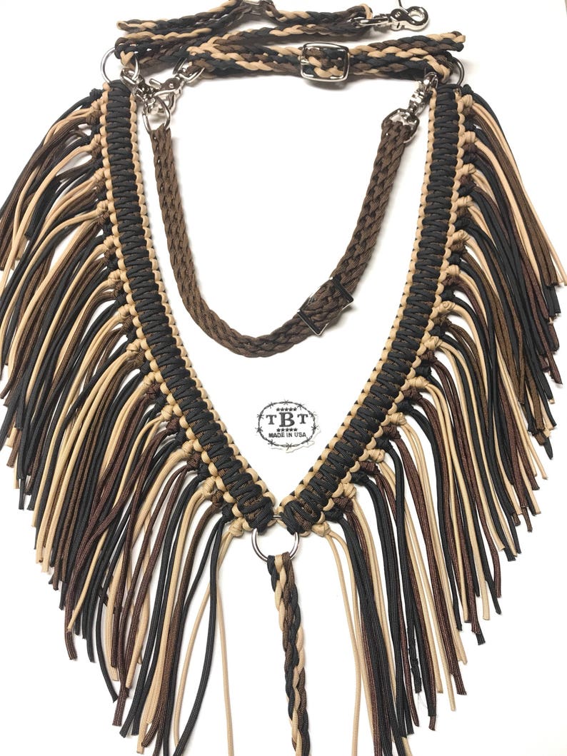 Fringe breast collar custom horse tack dark brown and black Etsy