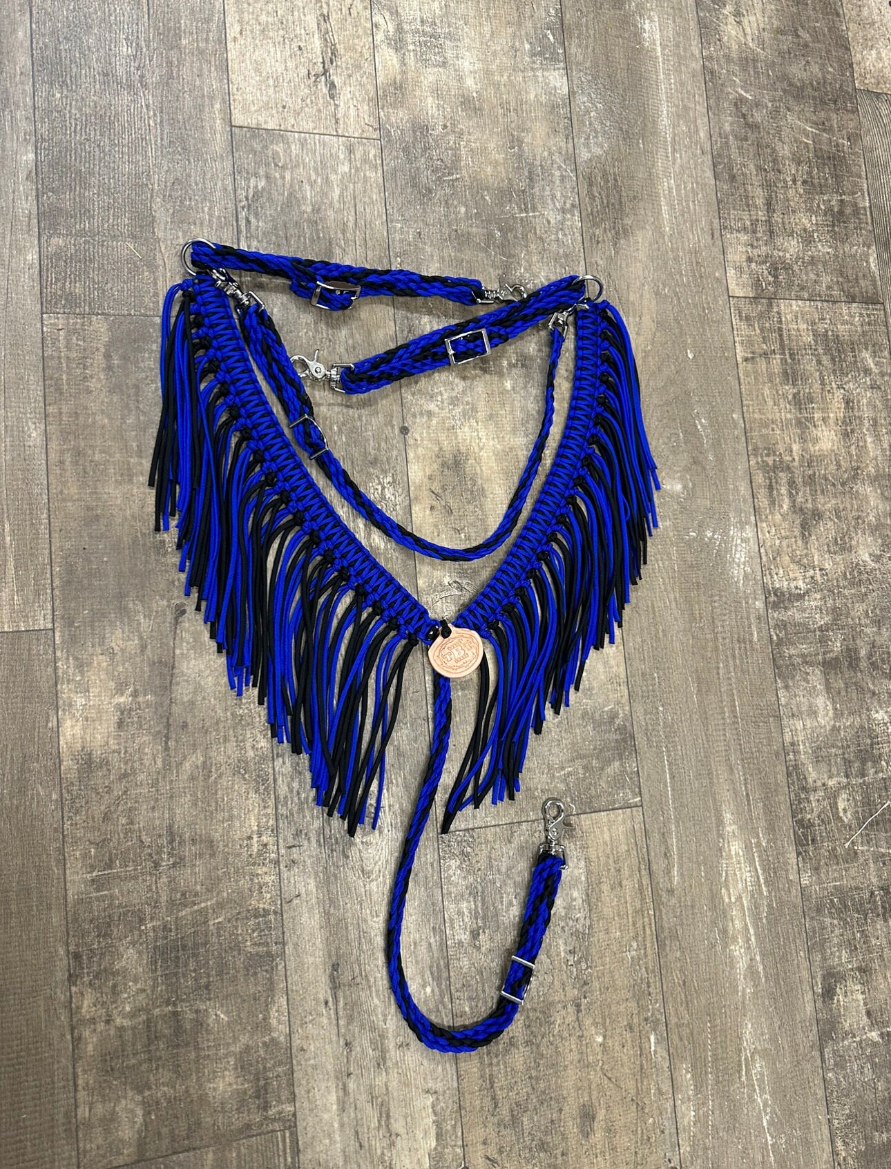 Bride Et Collier De Poitrine Cuir Western Violet, Faits Main, Taille Full