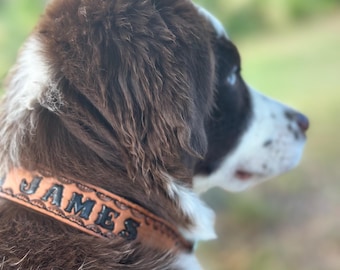 Personalized leather  dog collar  leather