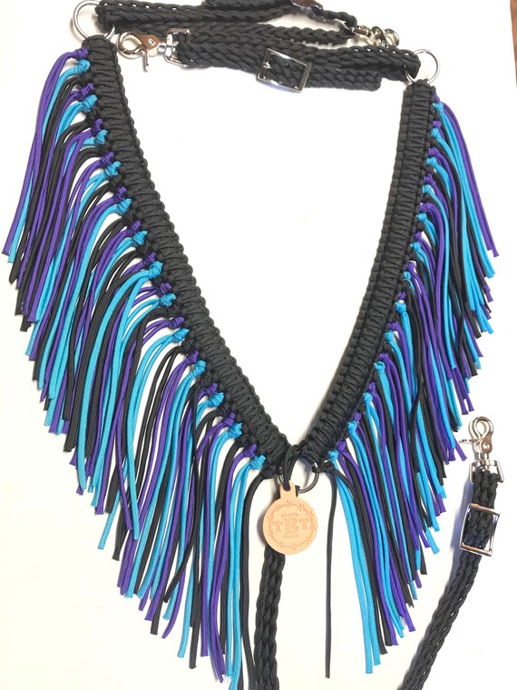 Fringe breast collar custom horse tack Black breast collar Etsy