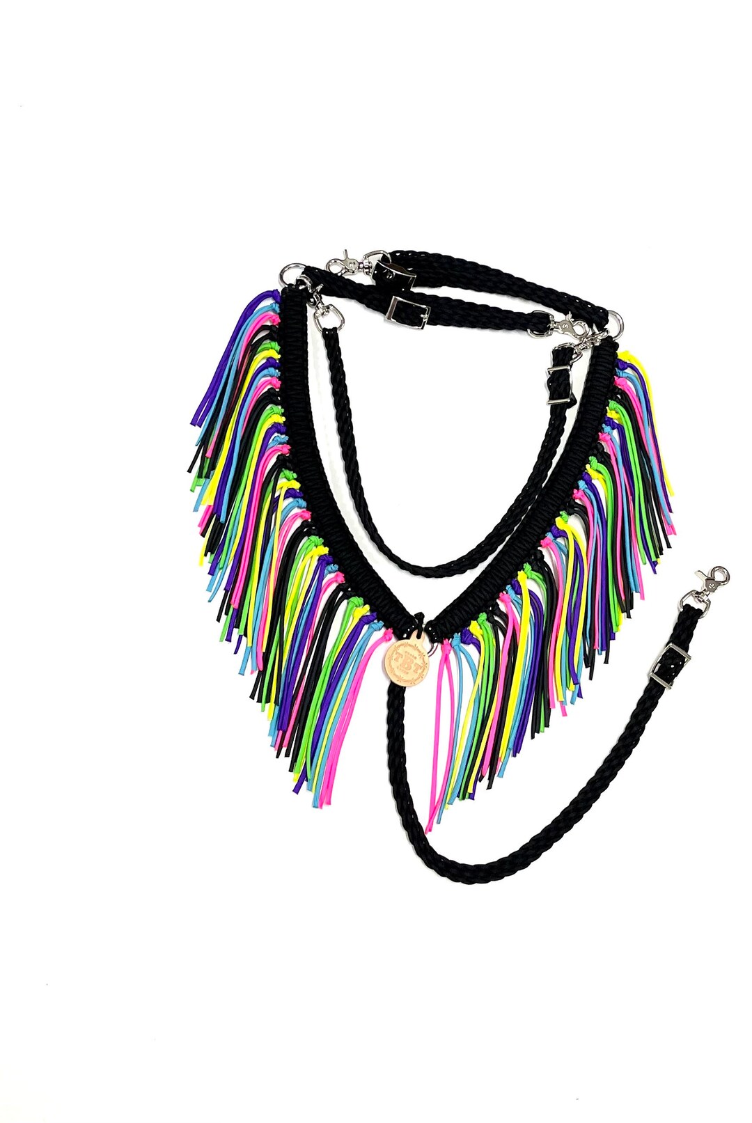 Fringe Breast Collar, Horse Tack, Neon Horse Tack, Breast Collar, Paracord Tack, Neon Breast