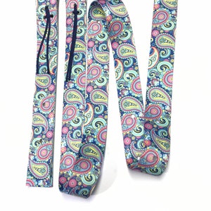 Paisley cinch strap set latigo and off billet in pink blue and yellow