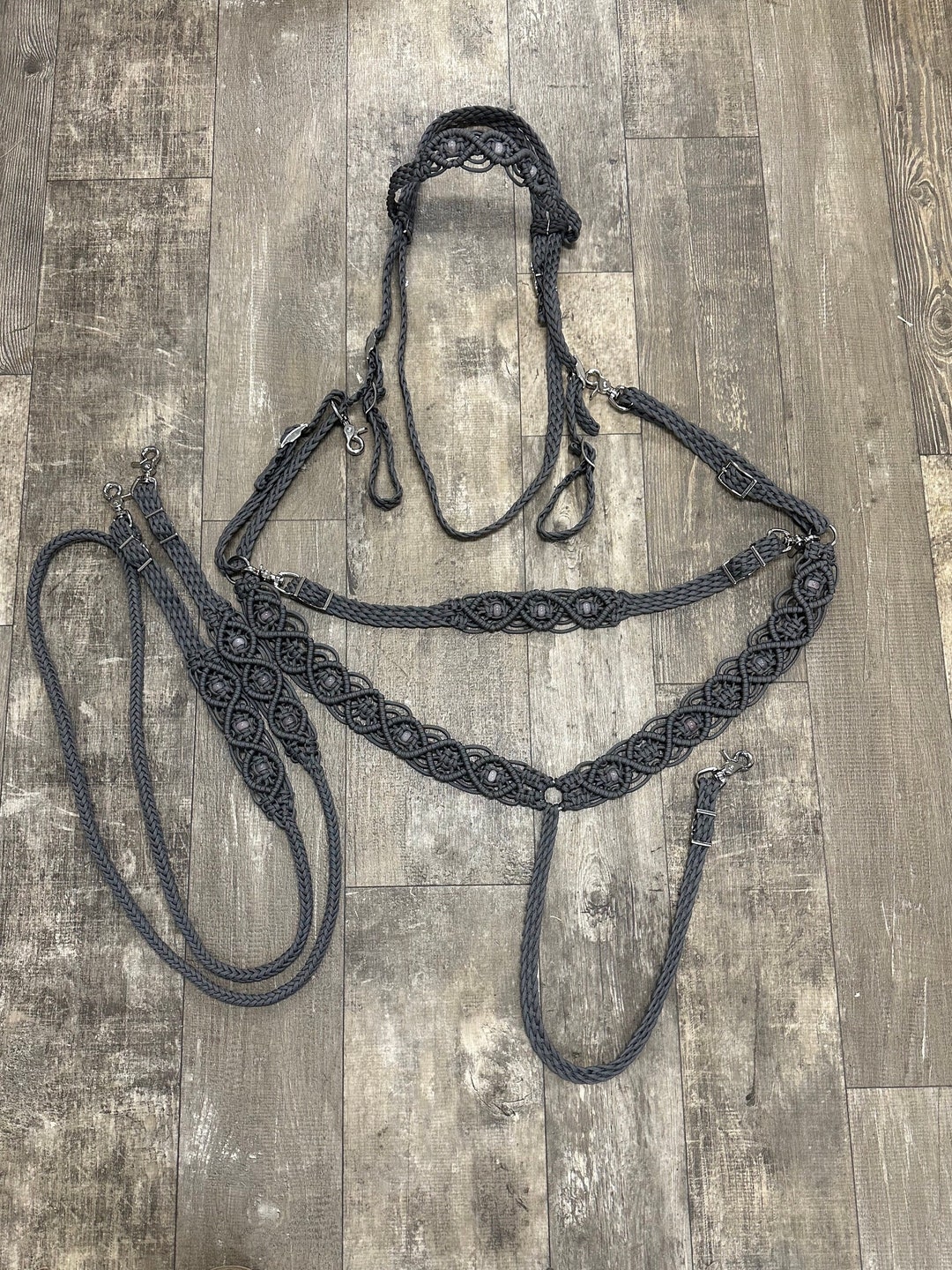 Macrame Beaded Paracord Breast Collar With Wither Strap Etsy