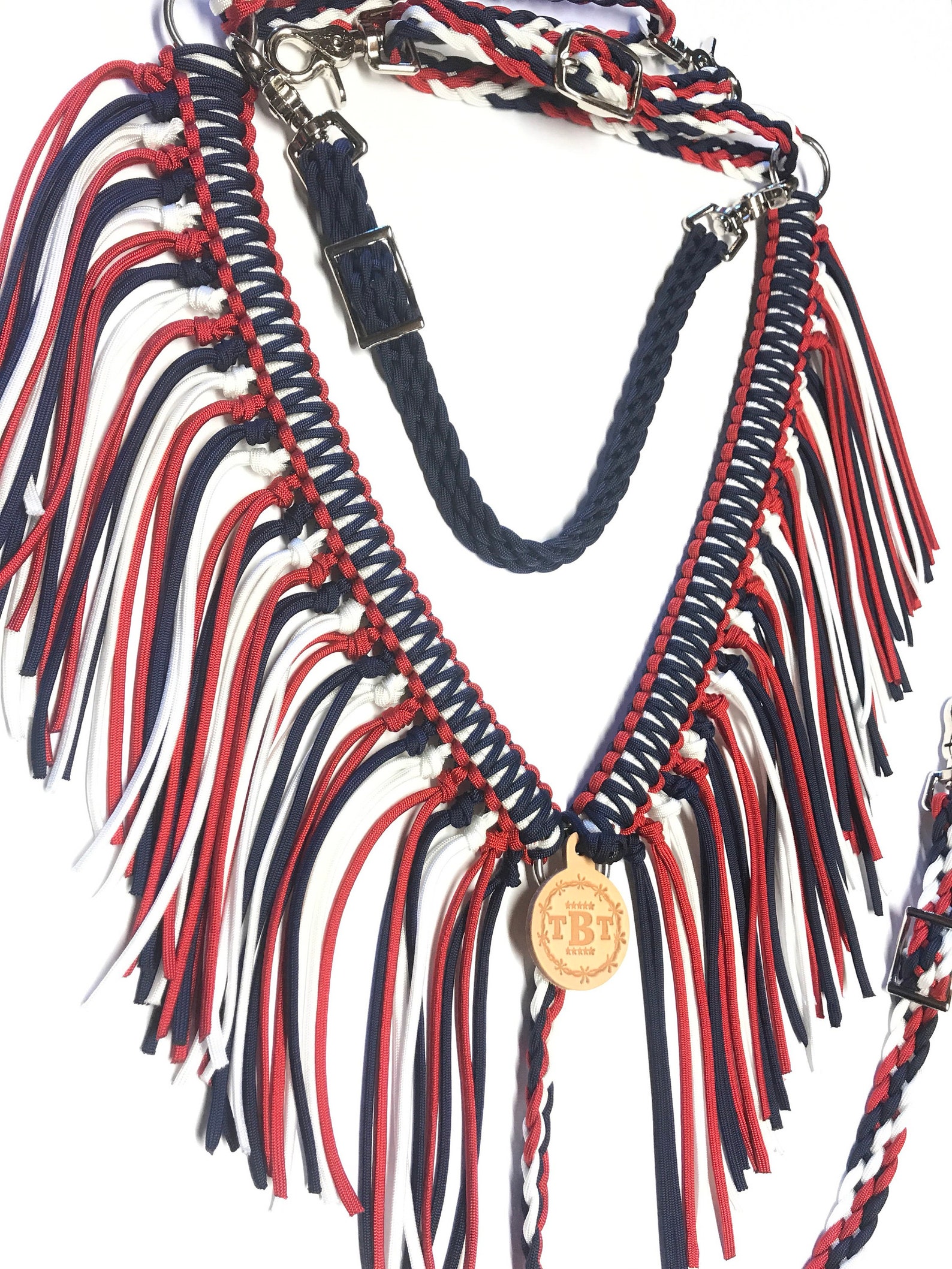Horse Tack Red White and Blue Fringe Breast Collar Red White Etsy
