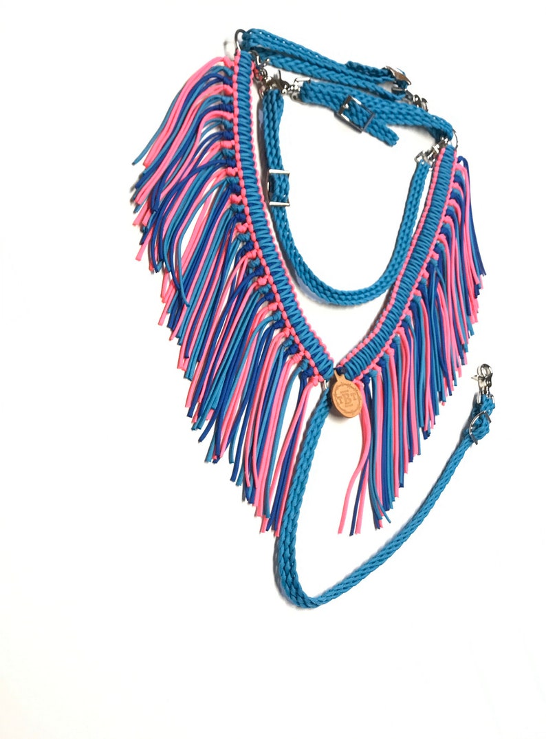 Fringe Breast Collar Horse Tack Turquoise Blue and Hot Pink Etsy
