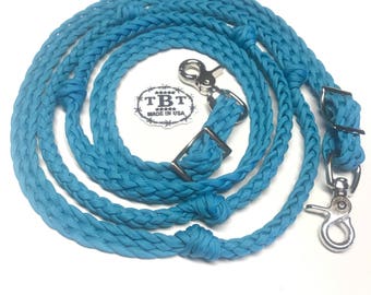 Light Pink Barrel Reins Horse Tack - Hand Braided 550 Paracord Reins With Grip Knots & Conway Buckle (Adjustable 6' To 8')