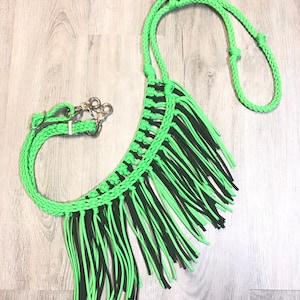 reins with fringe, Fringe reins, horse tack, barrel reins, reins, fringe barrel reins, neon green reins, fringe horse tack, barrel racing