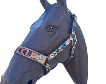 Personalized earth tone  aztec  print horse halter