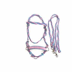 horse bitless bridle with side pull hackamore attachment &quot;with a whoa&quot; and flat Paracord reins.... custom colors available