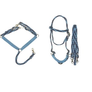 pony tack set.... full bridle ,side pull, 5&#39; reins,and pony  breast collar