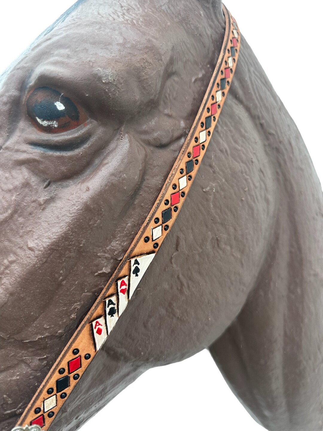 Four Aces Leather Headstall Hand Tooled and Painted - Etsy
