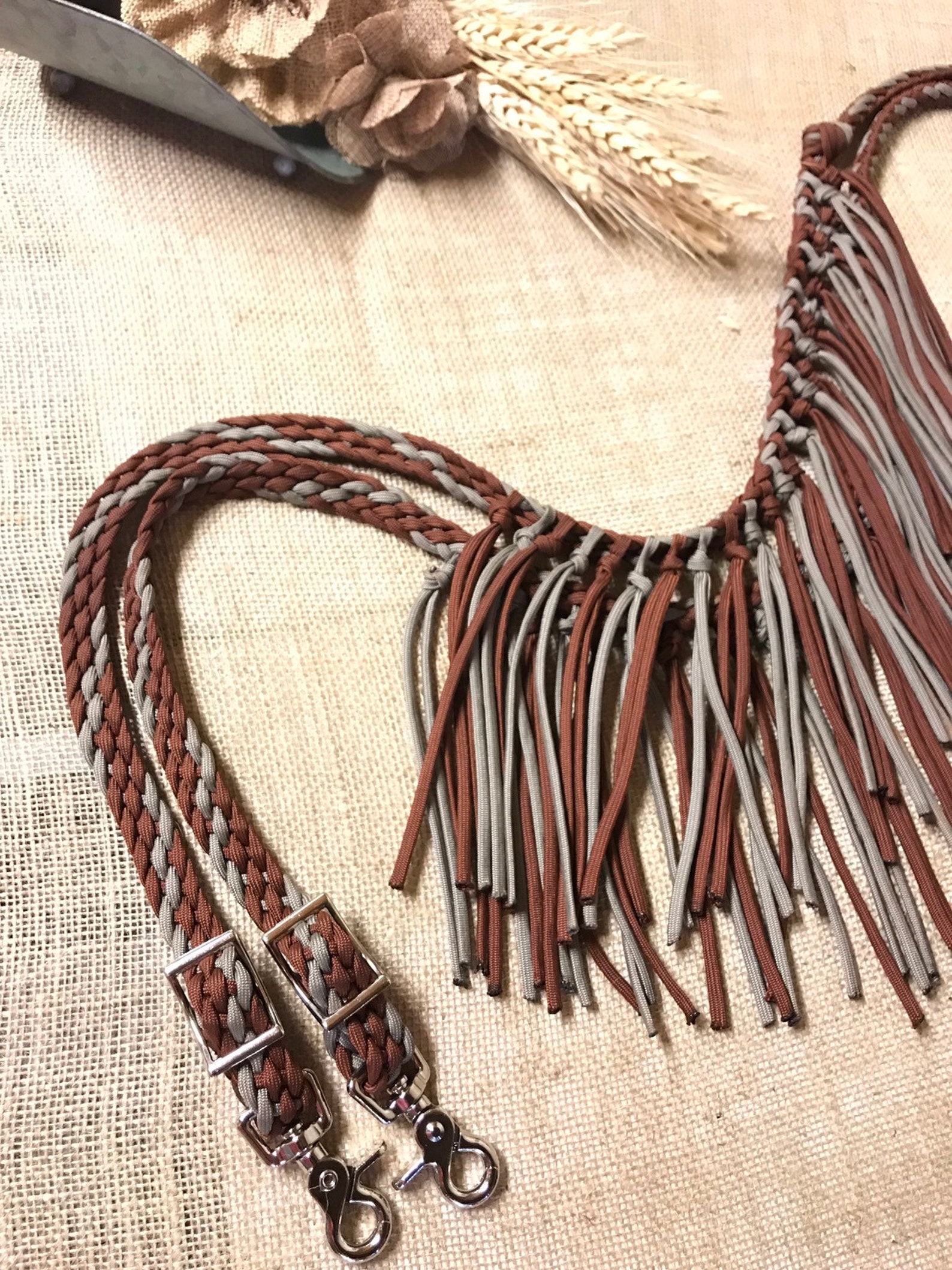 Brown Fringe Reins Horse Tack Barrel Reins Reins Fringe Etsy