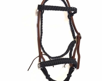 Bitless Bridle horse size leather and paracord...also a horse bridle for bit