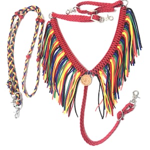 Fringe breast collar, horse tack, serape horse tack, barrel racing, paracord breast collar, braided tack, custom tack,