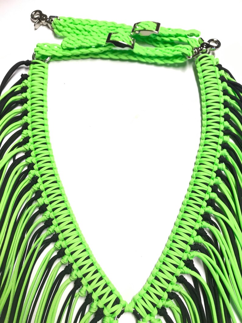 Fringe breast collar horse tack neon lime green horse tack Etsy