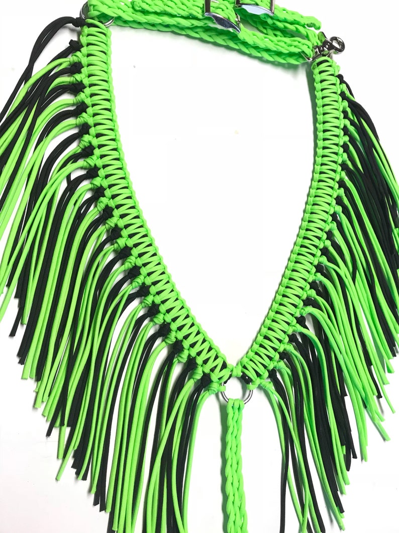 Fringe breast collar horse tack neon lime green horse tack Etsy