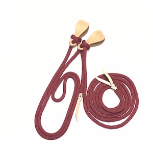 Burgundy rein, burgundy  rein, slobber straps, clinician rein, burgundy Mecate, burgundy yacht rope, 22&#39; Mecate (you choose slobber color)