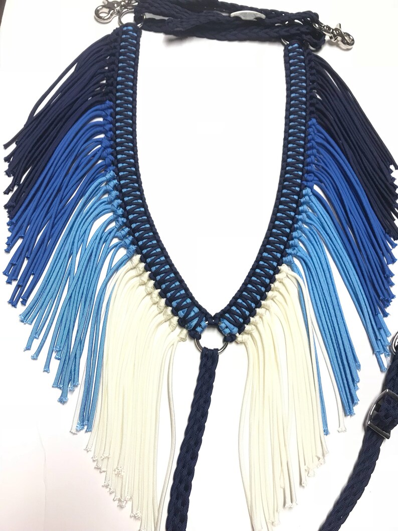 Fringe Breast Collar Blue Ombre Fringe Breast Collar Horse Etsy