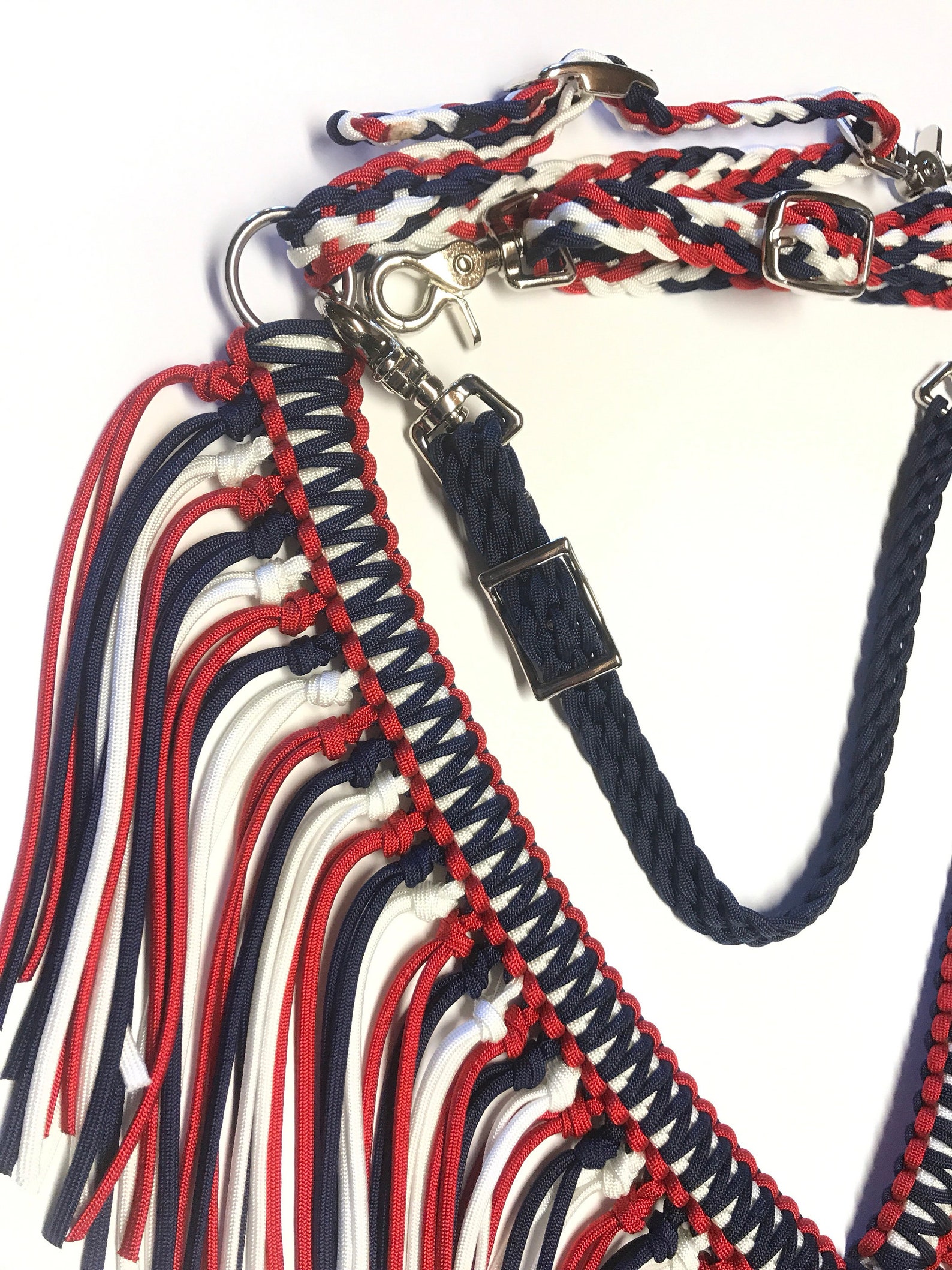 Horse Tack Red White and Blue Fringe Breast Collar Red White Etsy