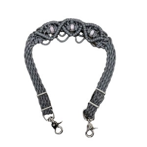 Charcoal wither strap with rose quartz gemstones