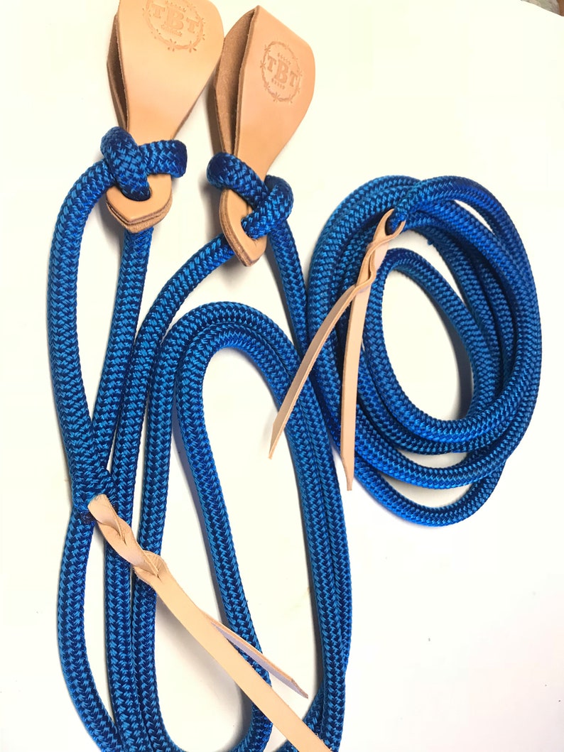 clinician rein blue mecate yacht rope mecate rein blue rein slobber straps