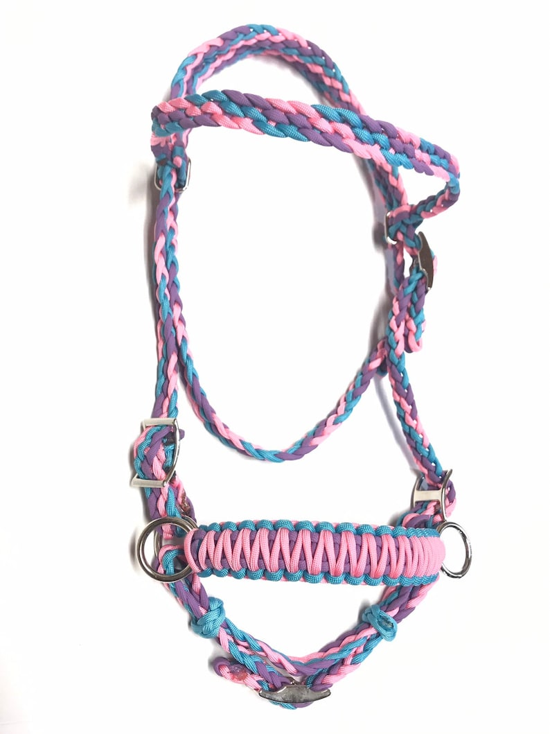 Pony Bitless Bridle Light Pink Lilac and Turquoise Pony Etsy