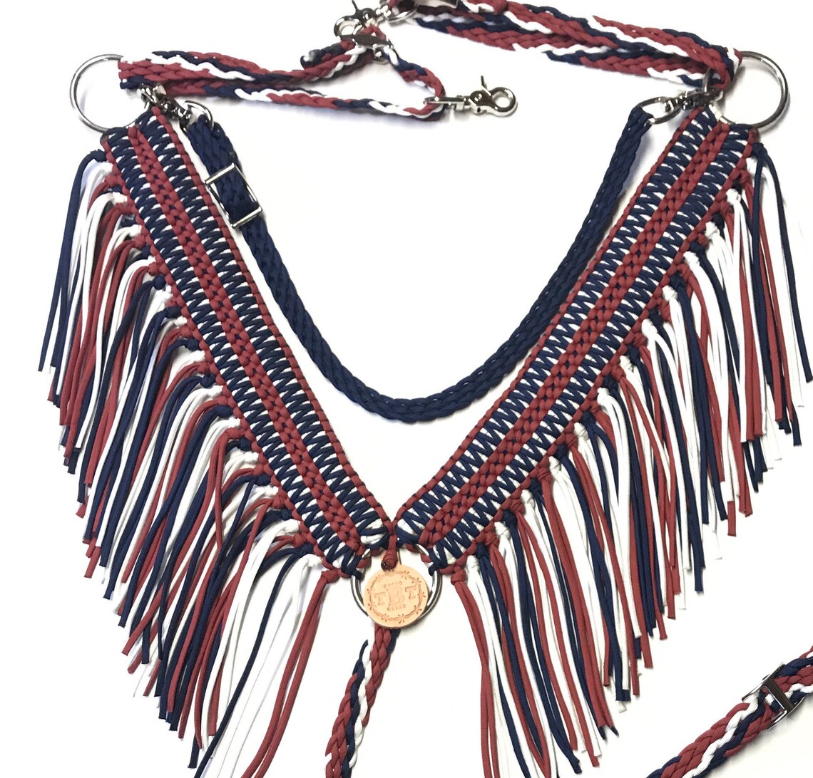 Wide Breast Collar With Fringe Breast Collar Patriotic Etsy