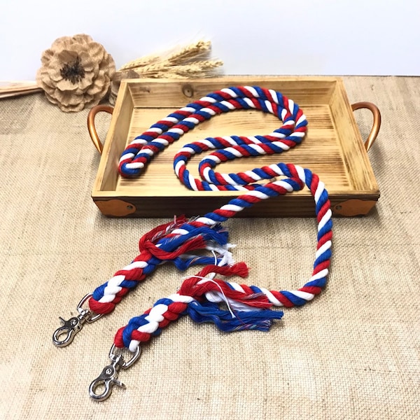 cotton rein, red white and blue horse reins