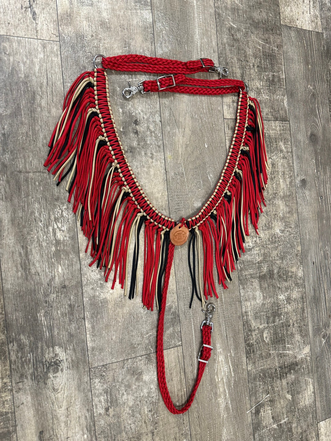 Fringe Breast Collar, Custom Horse Tack, Breast Collar, Red Horse Tack