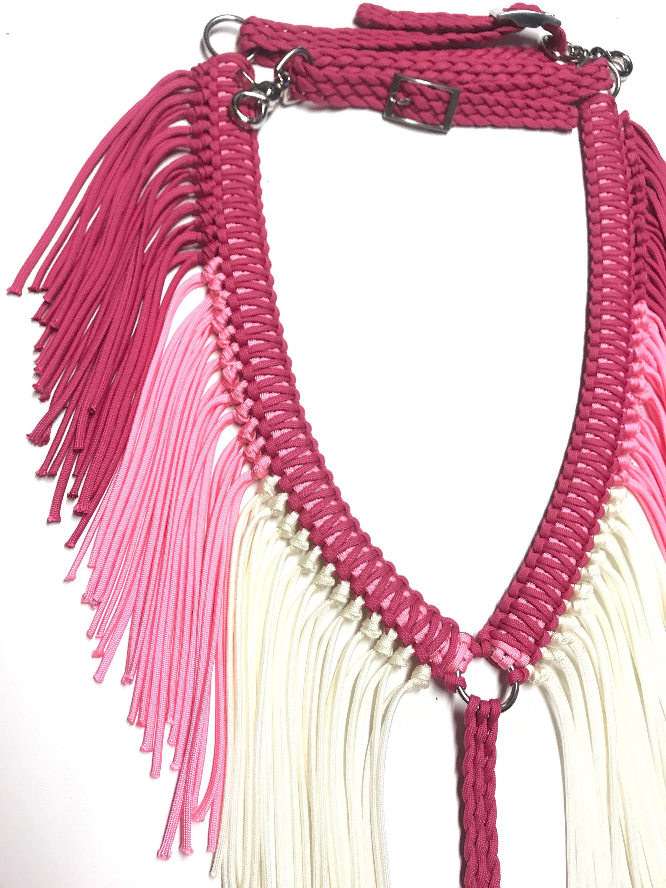 Fringe breast collar Pink ombre Fringe breast collar horse | Etsy