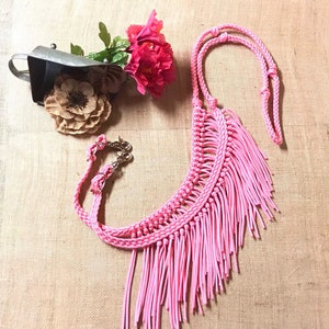 reins with fringe, Fringe reins, horse tack, barrel reins, reins, fringe barrel reins, pink reins, fringe horse tack, barrel racing image 2